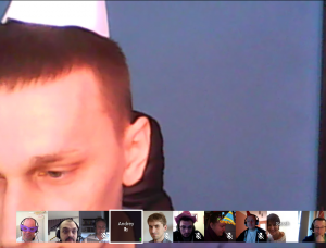 Andrey managed to quickly find a paper cup lying around and put it on his head