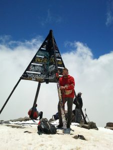At the top of Jebel Toubkal 4167m the highest point in Marocco
