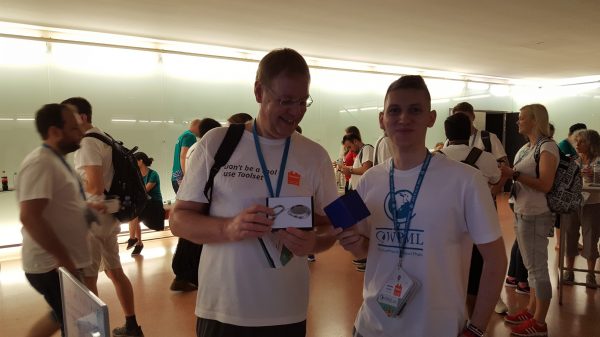 Mladen and one of our users receiving a prize