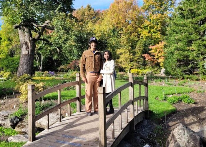 Roel and his wife enjoying the autumn colours at the Botanical Gardens in Montreal
